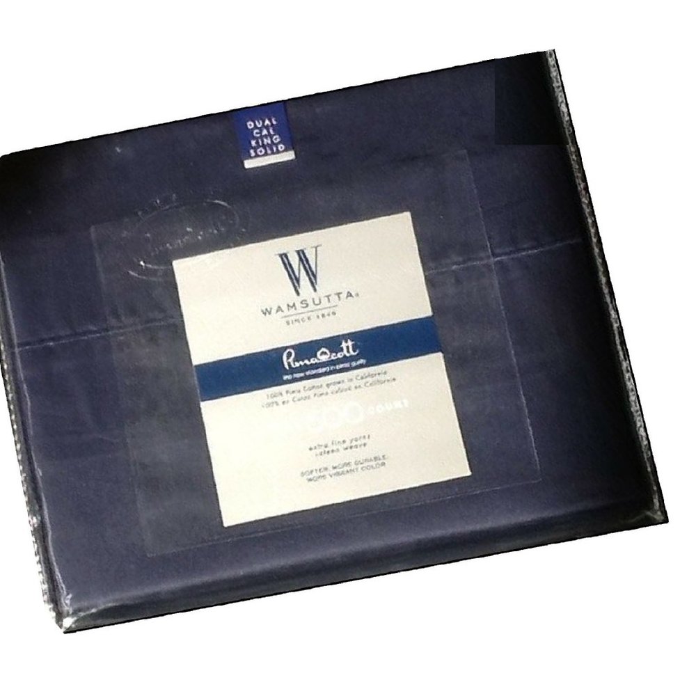 five-piece NAVY Wamsutta 500 TC 100% Cotton SPLIT CAL KING Sheet Set a.k.a. DUAL